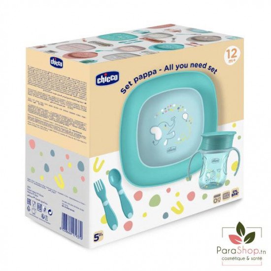 CHICCO COFFRET REPAS KIT 5P 12M+ - Bleu