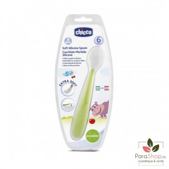 CHICCO Cuillère longue en silicone 6m+ verte