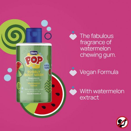CHICCO KIDS & TEENS POP Gel Douche Pasteque Eclat 300ML CHICCO KIDS & TEENS POP Gel Douche Pasteque Eclat 300ML