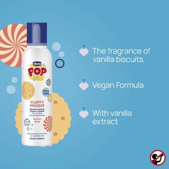 CHICCO KIDS & TEENS POP Mousse FLUFFY corps et cheveux 200ML CHICCO KIDS & TEENS POP Mousse FLUFFY corps et cheveux 200ML