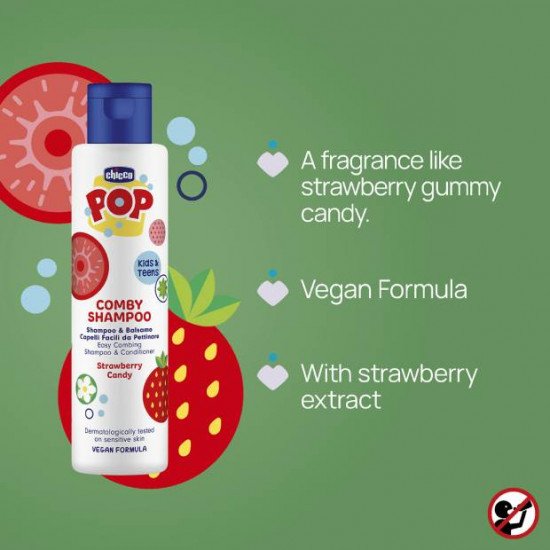 CHICCO KIDS & TEENS POP Shampoing et Apres Shampoing Bonbon a la Fraise 250ML CHICCO KIDS & TEENS POP Shampoing et Apres Shampoing Bonbon a la Fraise 250ML