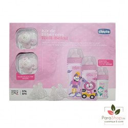 CHICCO KIT DE BIBERONS WELL BEING - ROSE  CHICCO KIT DE BIBERONS WELL BEING - ROSE