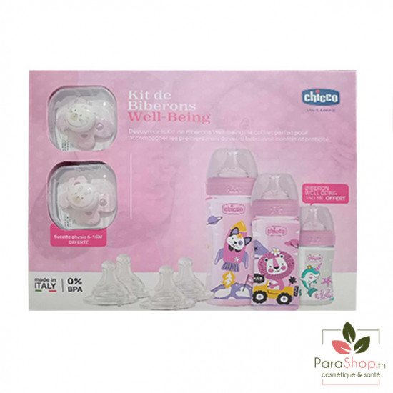 CHICCO KIT DE BIBERONS WELL BEING - ROSE 