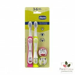 CHICCO Lot 2 Brosses a dents 3-6 Ans Hippo Panda