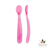 CHICCO Softly Spoon 2 Cuillères Souples 6m+ - Rose