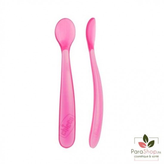 CHICCO Softly Spoon 2 Cuillères Souples 6m+ - Rose