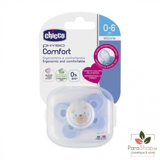 Chicco Sucette Physio Comfort Silicone 0-6M Bleu