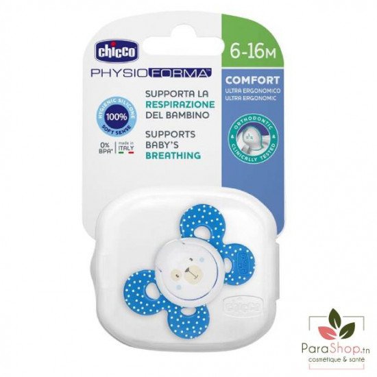 Chicco Sucette Physio Comfort Silicone 6-16M Bleu Chicco Sucette Physio Comfort Silicone 6-16M Bleu