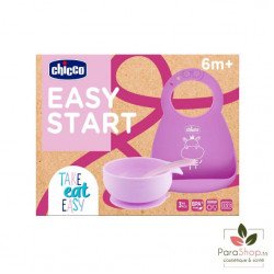 CHICCO Take Eat Easy Set de Repas en Silicone 6M+ - Rose