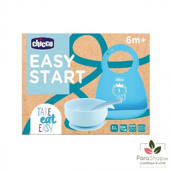 CHICCO Take Eat Easy Set de Repas en Silicone 6M+ - Bleu 