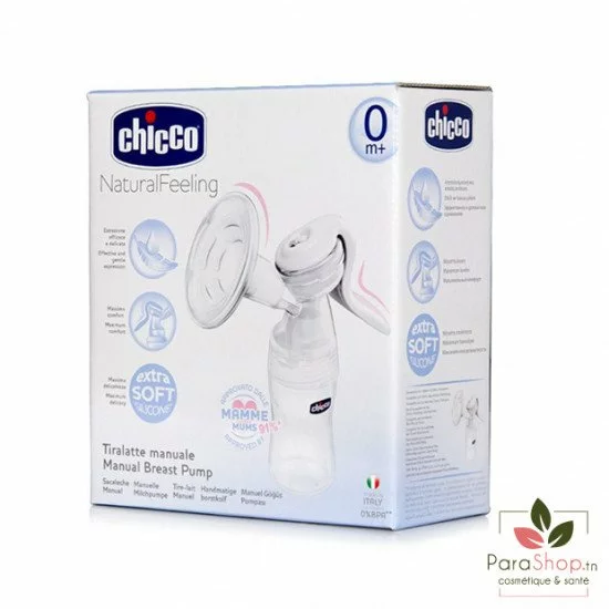 Tire-Lait Manuel Chicco Natural Feeling - 150ml, Ergonomique, Avec Biberon Et Tétine