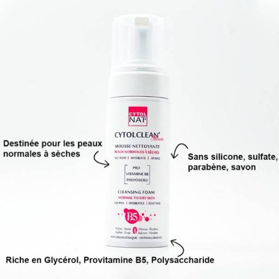 CYTOLNAT CYTOLCLEAN MOUSSE NETTOYANTE PEAUX NORMALES A SECHES 150ML