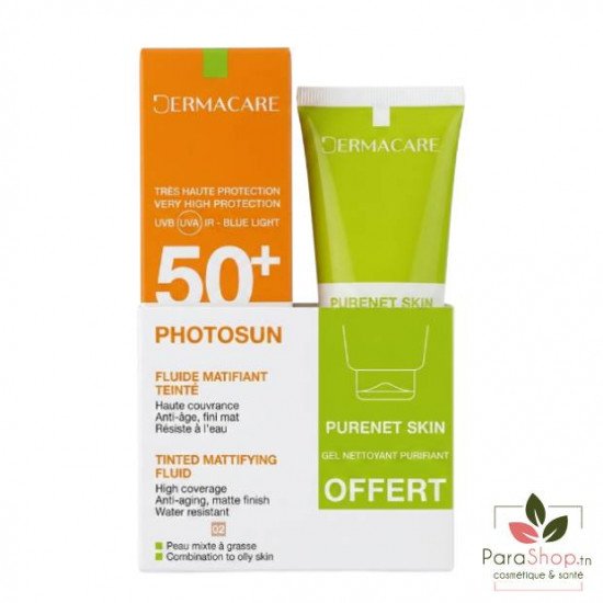 DERMACARE PHOTOSUN PACK FLUIDE MATIFIANT TEINTE 02 + Gel Purifiant 50ML OFFERT DERMACARE PHOTOSUN PACK FLUIDE MATIFIANT TEINTE 02 + Gel Purifiant 50ML OFFERT