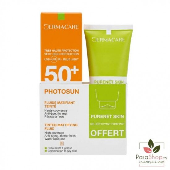 DERMACARE PHOTOSUN PACK FLUIDE MATIFIANT TEINTE 1.5 + Gel Purifiant 50ML OFFERT DERMACARE PHOTOSUN PACK FLUIDE MATIFIANT TEINTE 1.5 + Gel Purifiant 50ML OFFERT