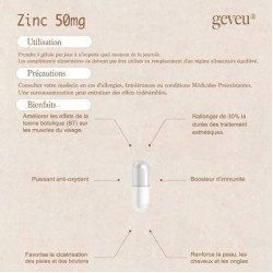 Geveu Zinc 50mg 30 Gelules