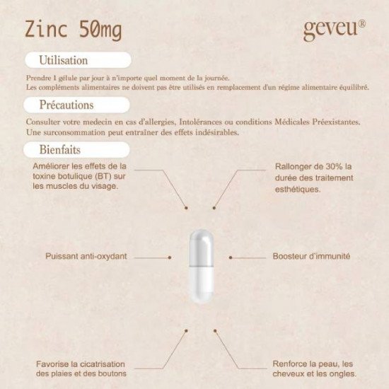 Geveu Zinc 50mg 30 Gelules