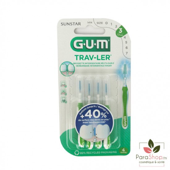 GUM TRAV-LER 4 BROSSETTES x4 1.1MM 1414 GUM TRAV-LER 4 BROSSETTES x4 1.1MM 1414
