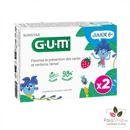 GUM JUNIOR Gel Dentifrice 6+ ans 2x50ML