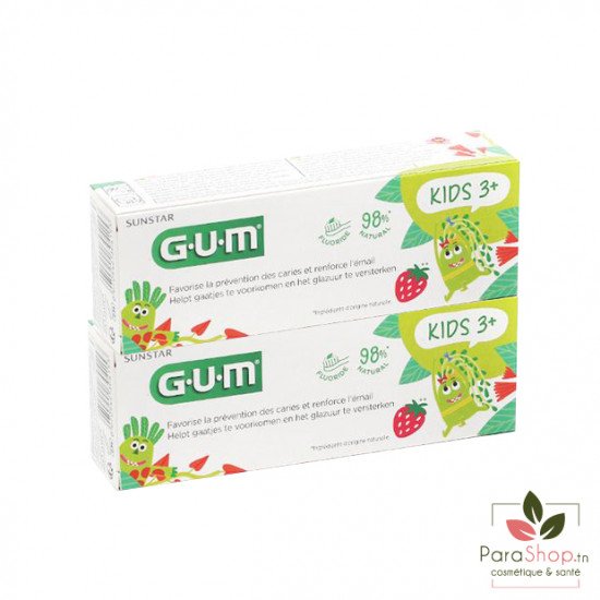 Gum Kids dentifrice fraise 3-6 ans 2X50ML