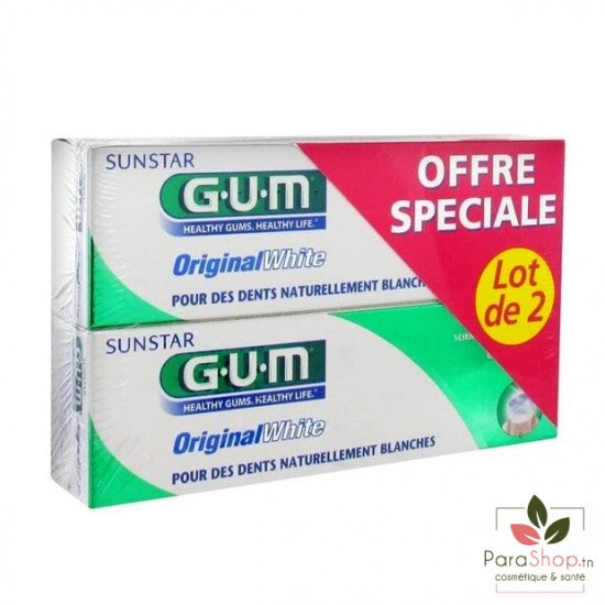 GUM ORIGINAL WHITE DENTIFRICE LOT DE 2 