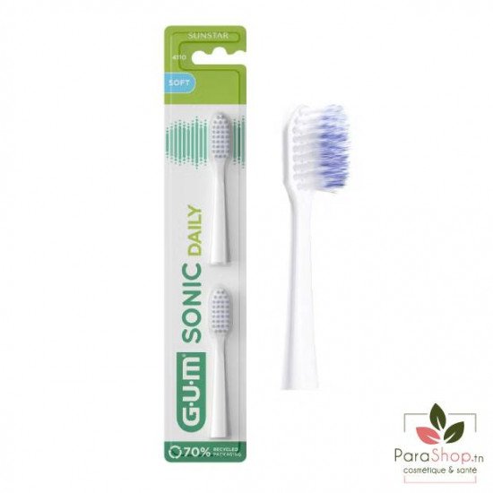 GUM Sonic Daily Recharges Brosse a Dents Souple 2 Unités - 4110 GUM Sonic Daily Recharges Brosse a Dents Souple 2 Unités - 4110