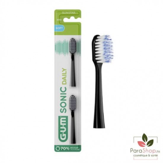 GUM Sonic Daily Recharges Brosse a Dents Souple 2 Unités - 4110 GUM Sonic Daily Recharges Brosse a Dents Souple 2 Unités - 4110