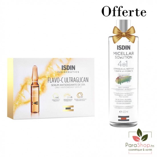 Isdin Pack Flavo-C Ultraglican 30AMP + Solution Micellaire OFFERTE - BF 2025 Isdin Pack Flavo-C Ultraglican 30AMP + Solution Micellaire OFFERTE - BF 2025