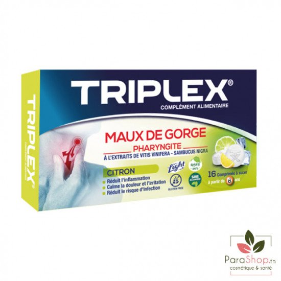 TRIPLEX MAUX DE GORGE CITRON - 16 Comprimes à Sucer