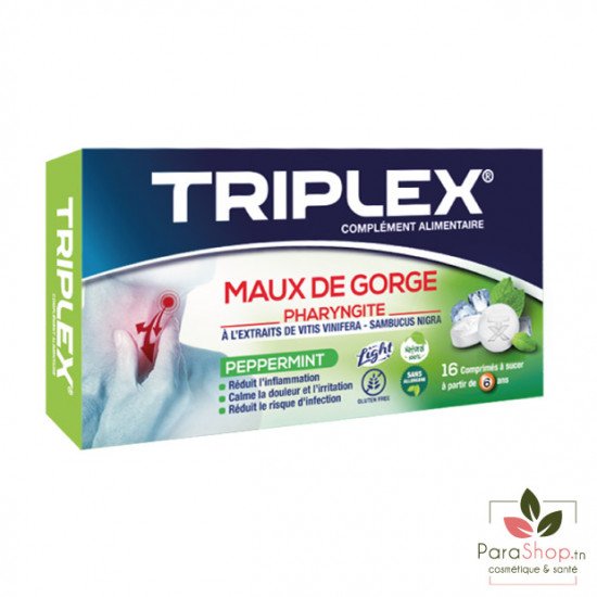 TRIPLEX MAUX DE GORGE MENTHE - 16 Comprimes à Sucer
