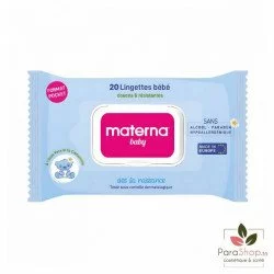 MATERNA BABY LINGETTES BLEUES FORMAT POCKET 20