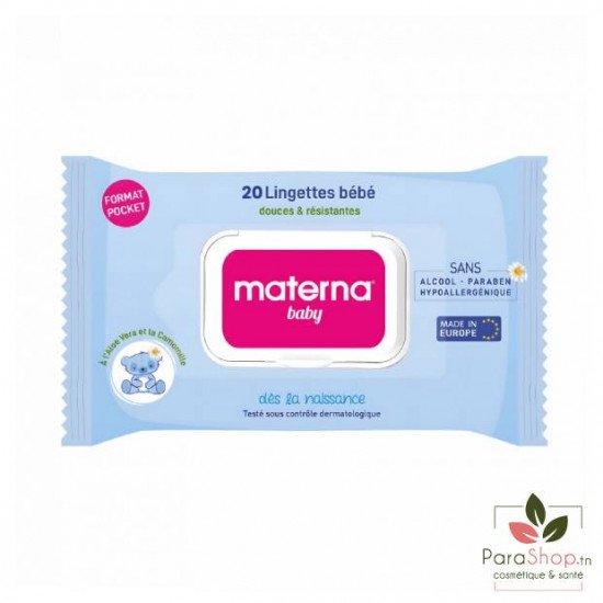 MATERNA BABY LINGETTES BLEUES FORMAT POCKET 20 MATERNA BABY LINGETTES BLEUES FORMAT POCKET 20