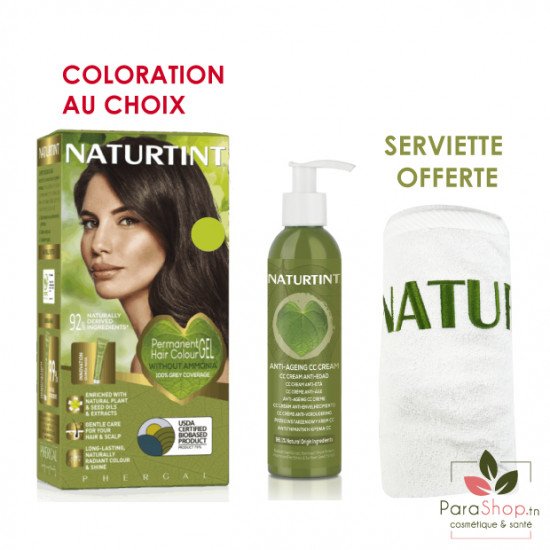 NATURTINT PACK Coloration Permanente Au Choix + CC Cream Anti Age + Serviette Offerte