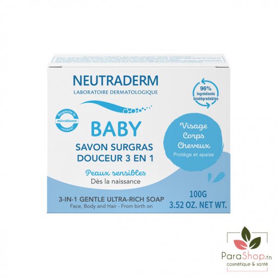 NEUTRADERM Baby Savon Surgras Douceur 3en1 100Gr