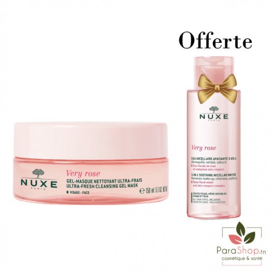 NUXE PACK VERY ROSE GEL MASQUE NETTOYANT + VERY ROSE Eau Micellaire 100ML OFFERTE NUXE PACK VERY ROSE GEL MASQUE NETTOYANT + VERY ROSE Eau Micellaire 100ML OFFERTE