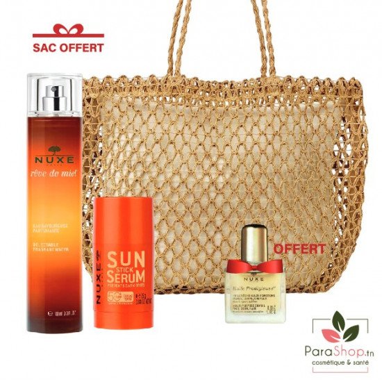 Nuxe Sac Sun Serum En Stick Solaire + Reve De Miel Eau Savoureuse Parfumante Nuxe Sac Sun Serum En Stick Solaire + Reve De Miel Eau Savoureuse Parfumante