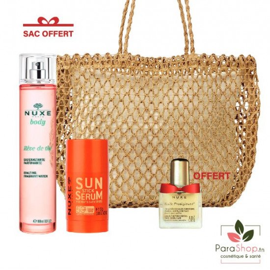 Nuxe Sac Sun Serum En Stick Solaire + Reve de The Eau Exaltante Parfumante Nuxe Sac Sun Serum En Stick Solaire + Reve de The Eau Exaltante Parfumante