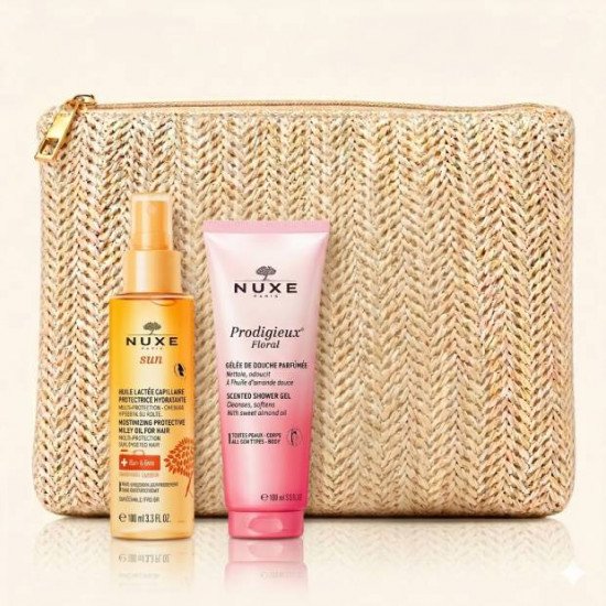 NUXE SUN TROUSSE Huile Lactee Capillaire + Gellee de Douche 100ML OFFERTE