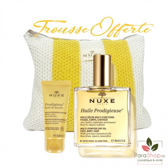 NUXE TROUSSE HUILE PRODIGIEUSE 100ML + Prodigieux huile de douche 30ML OFFERTE NUXE TROUSSE HUILE PRODIGIEUSE 100ML + Prodigieux huile de douche 30ML OFFERTE