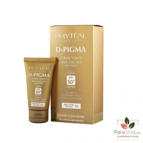 PHYTEAL DPIGMA ECRAN TEINTE BEIGE ROSÉ SPF50+ 50ML  +  DPIGMA EAU MICELLAIRE A L'ALOE VERA 150ML OFFERTE