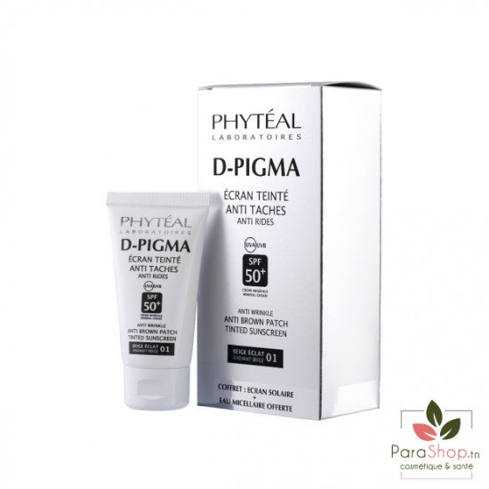 PHYTEAL DPIGMA ECRAN TEINTÉ BEIGE ECLAT SPF50+ 50ML +  DPIGMA EAU MICELLAIRE A L'ALOE VERA 150ML OFFERTE