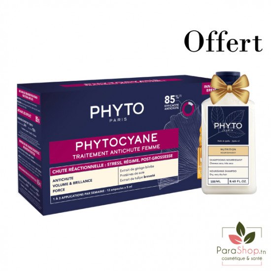 PHYTO PACK PHYTOCYANE ANTICHUTE REACTIONNELLE FEMME + PHYTO NUTRITION SHAMPOOING 100ML - BF 2025 PHYTO PACK PHYTOCYANE ANTICHUTE REACTIONNELLE FEMME + PHYTO NUTRITION SHAMPOOING 100ML - BF 2025