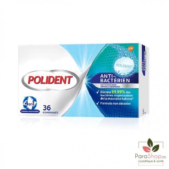 POLIDENT ANTI BACTERIEN NETTOYANT 36 Comprimés 