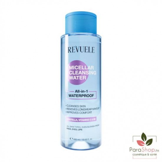 REVUELE EAU MICELLAIRE DEMAQUILLANTE TOUT EN 1 WATERPROOF 400ML REVUELE EAU MICELLAIRE DEMAQUILLANTE TOUT EN 1 WATERPROOF 400ML