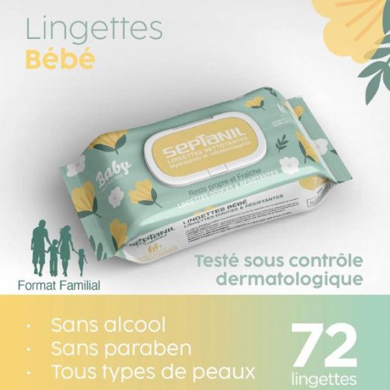 SEPTANIL LINGETTES BEBE NETTOYANTES HYDRATANTES 72 PIECES SEPTANIL LINGETTES BEBE NETTOYANTES HYDRATANTES 72 PIECES
