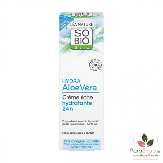 SO BIO HYDRA ALOE VERA CREME RICHE HYDRATANTE 24H 50ML