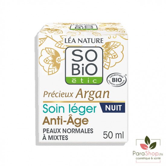 SO BIO PRECIEUX ARGAN SOIN LEGER ANTI AGE NUIT 50ML