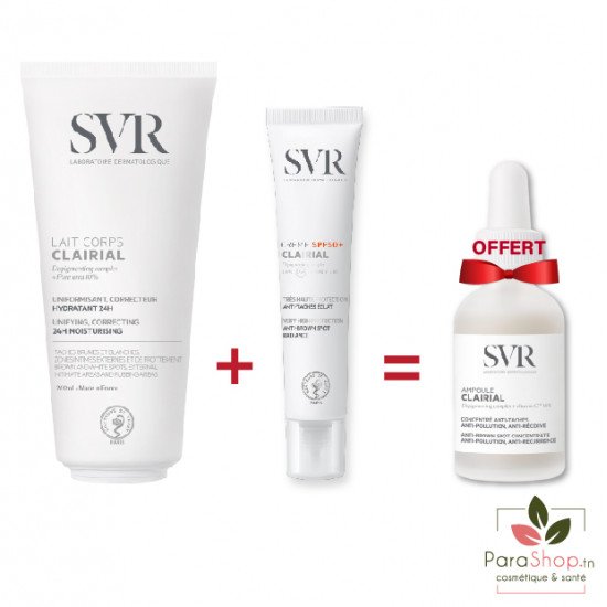 SVR CLAIRIAL PACK Lait de Corps 200ML + CREME SPF50 + Ampoule anti Taches Gratuite SVR CLAIRIAL PACK Lait de Corps 200ML + CREME SPF50 + Ampoule anti Taches Gratuite