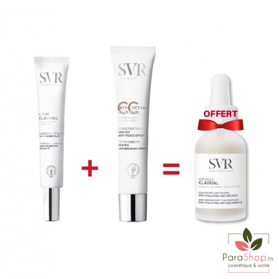 SVR CLAIRIAL PACK Serum + CC Creme MEDIUM SPF50 + Ampoule anti Taches Gratuite