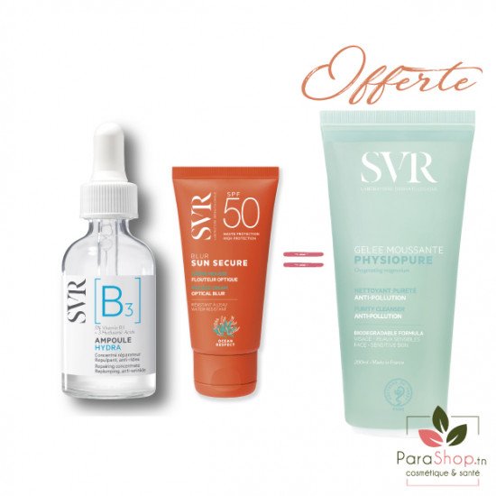 SVR PACK Ampoule B + Blur + Physiopure Gelee 200ML OFFERTE SVR PACK Ampoule B + Blur + Physiopure Gelee 200ML OFFERTE