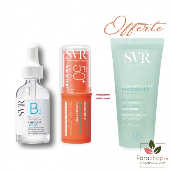 SVR PACK Ampoule B + Easy Stick + Physiopure Gelee 200ML OFFERTE SVR PACK Ampoule B + Easy Stick + Physiopure Gelee 200ML OFFERTE